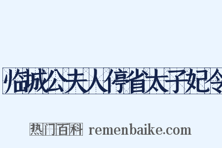 临城公夫人停省太子妃令是什么意思的图片
